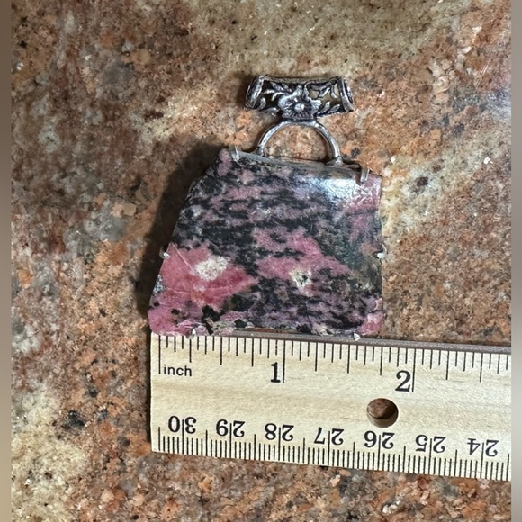 Natural Rough Rhodonite Large Pendant. - Picture 6 of 6